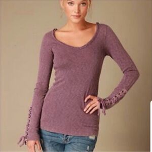 Free People Vintage Lace Up Cuff Thermal Size Small